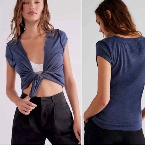 NWT Free People/We The Free Always Yours Tee in Shaded Lake (Blue) - Picture 2 of 11